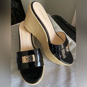COACH black patent sandals